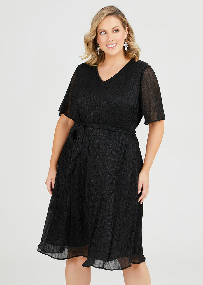 Shop Plus Size Roulette Shimmer Party Dress in Black | Sizes 12-30 ...