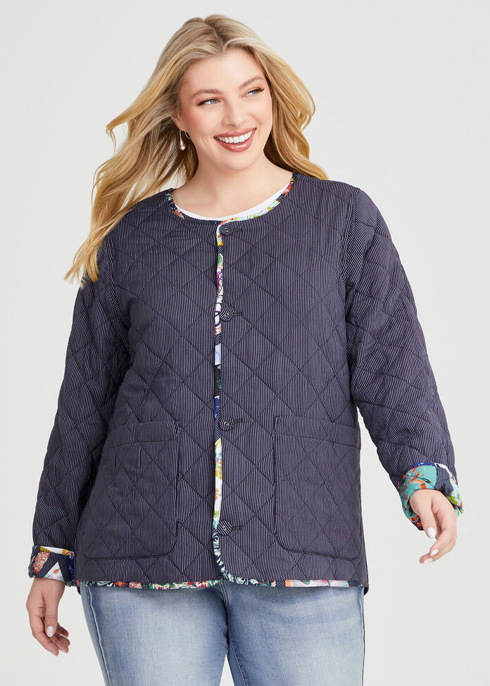 Shop Plus Size Natural Reversible Quilted Jacket, Multi | Taking Shape NZ