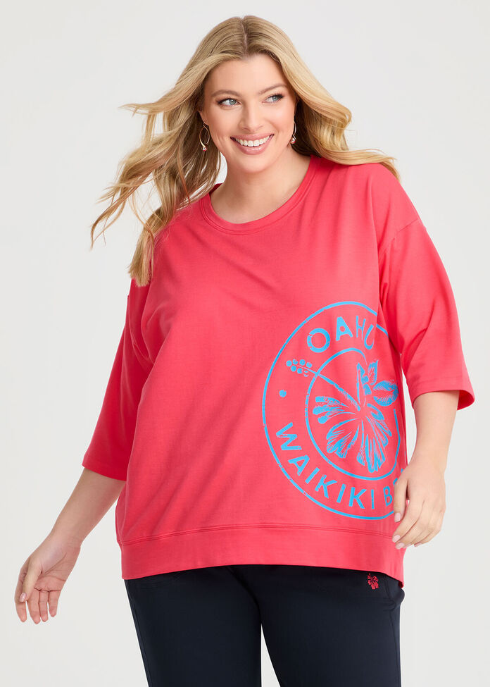 Cotton Hibiscus Sweatshirt, , hi-res