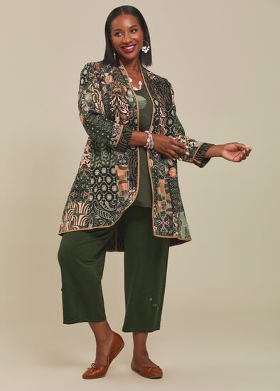 Plus Size Button Detail Bamboo Ponte Pant