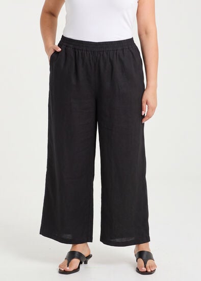 Plus Size Cotton Linen Wide Leg Pant