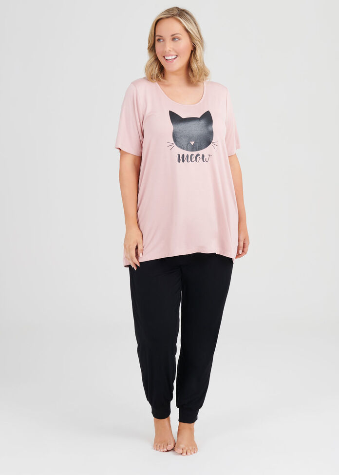 Bamboo Meow Pj Top, , hi-res