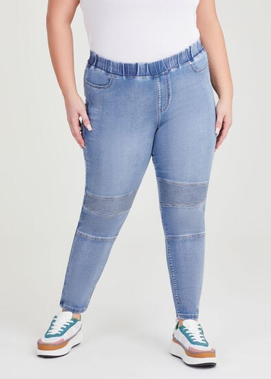 Plus Size Moto Pull On Jeans