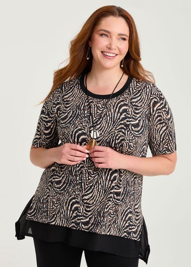 Plus Size Chiffon Panel Evie Top