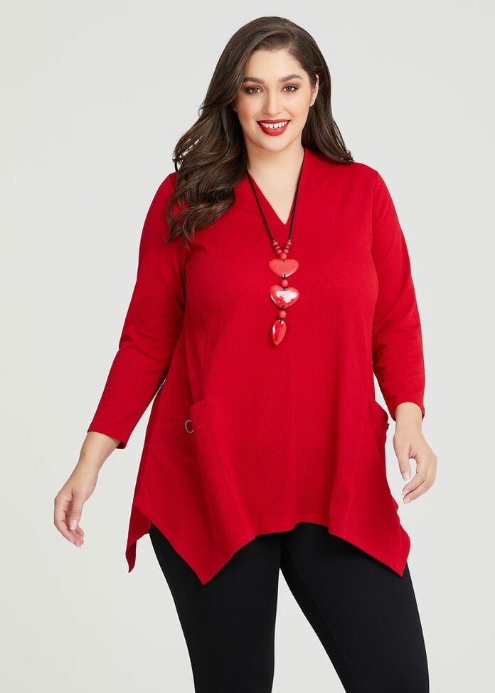 Shop Plus Size V-neck Vienna Knit Tunic in Red | Taking Shape AU