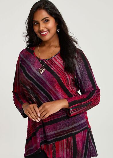 Plus Size Stripe Burnout Top