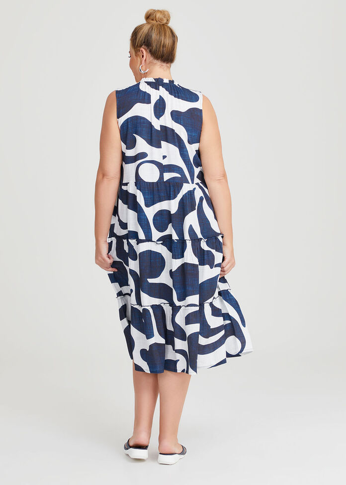 Natural Indigo Print Dress, , hi-res