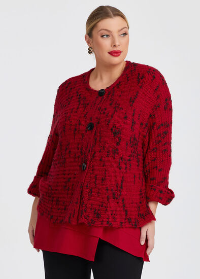Plus Size Wool Blend Slub Cardigan