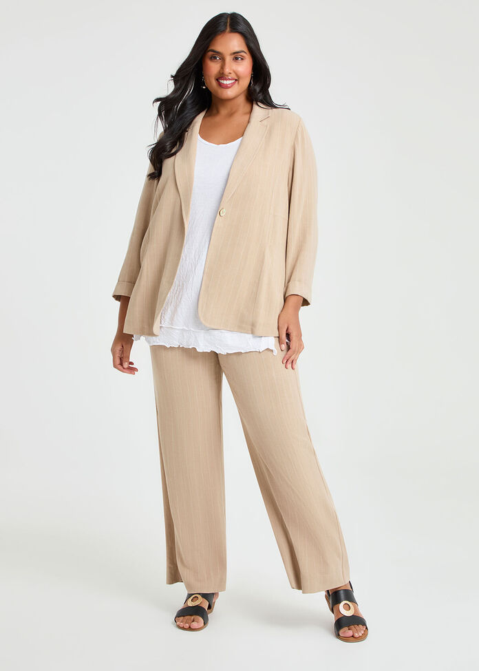 Bienne Natural Pinstripe Blazer, , hi-res