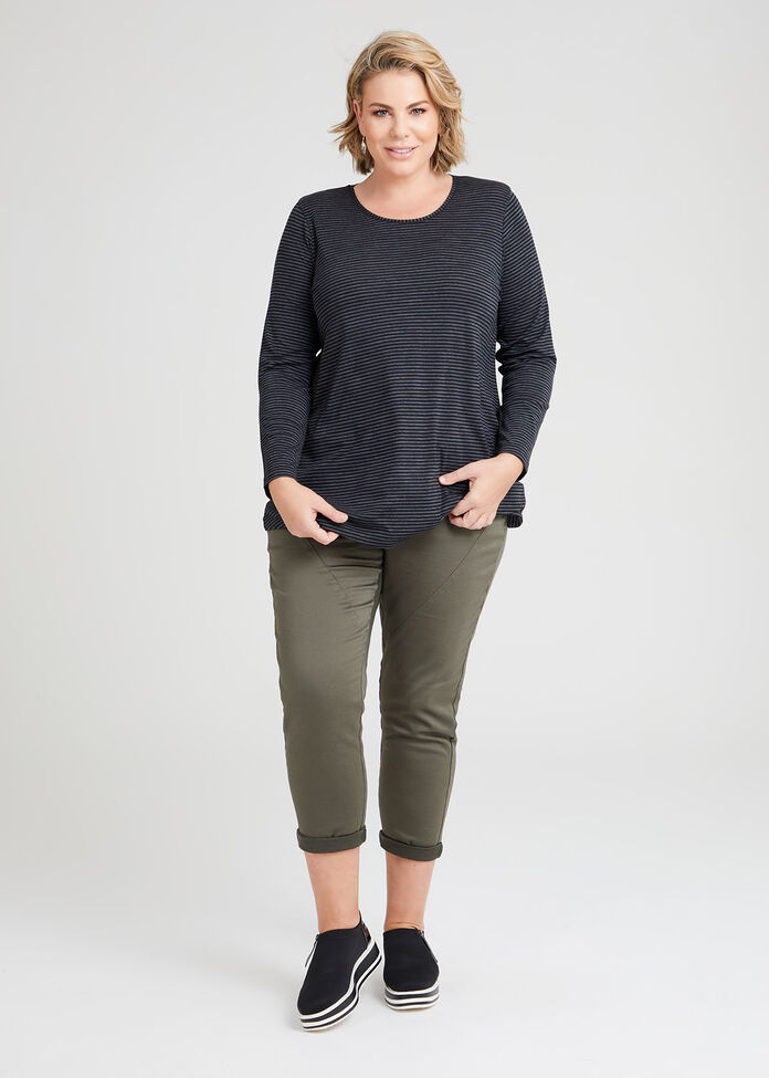 Wool Bamboo Stripe Top, , hi-res
