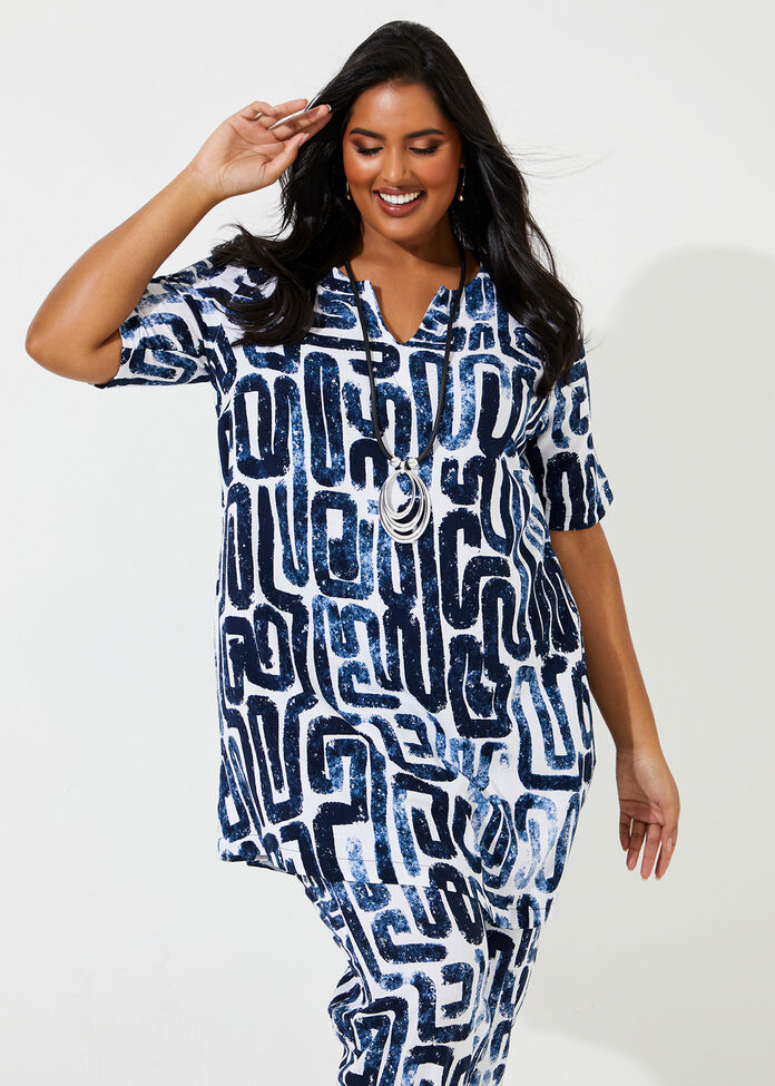 Shop Plus Size Giselle Natural Tunic in Blue | Sizes 12-30 | Taking ...