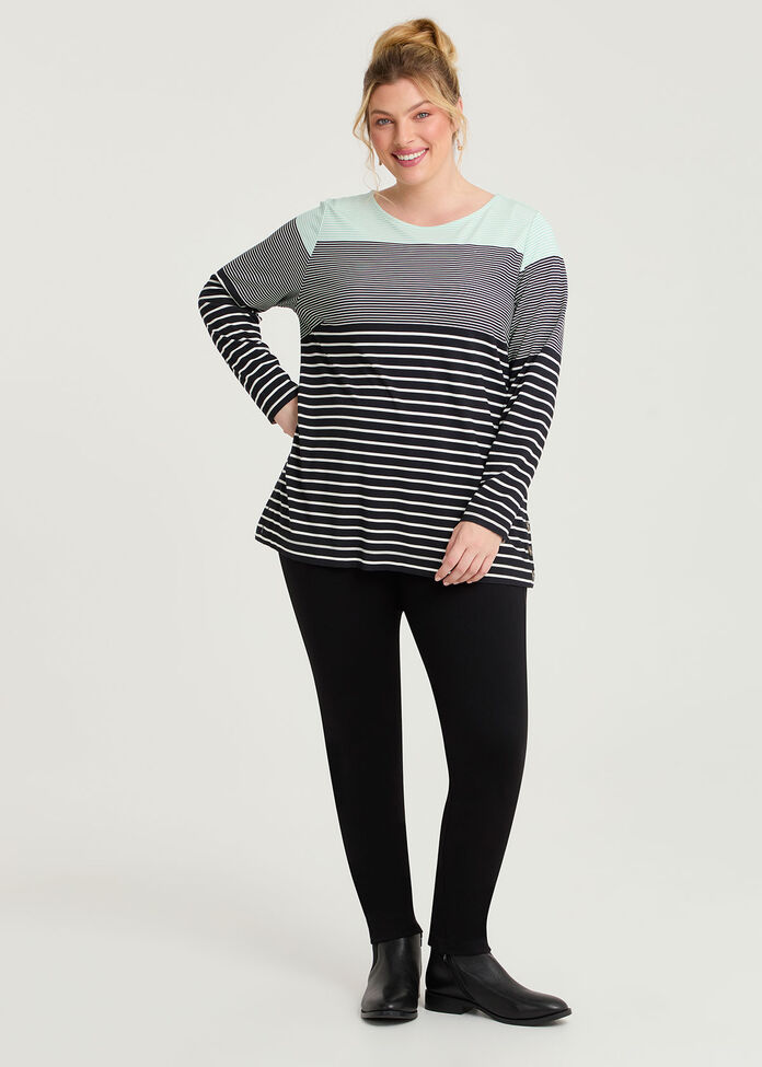 Bamboo Ponte Variegated Stripe Top, , hi-res