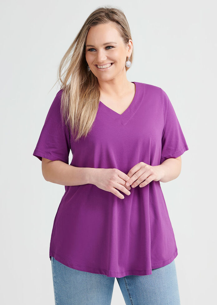 Organic V-neck Swing Basic Tee, , hi-res