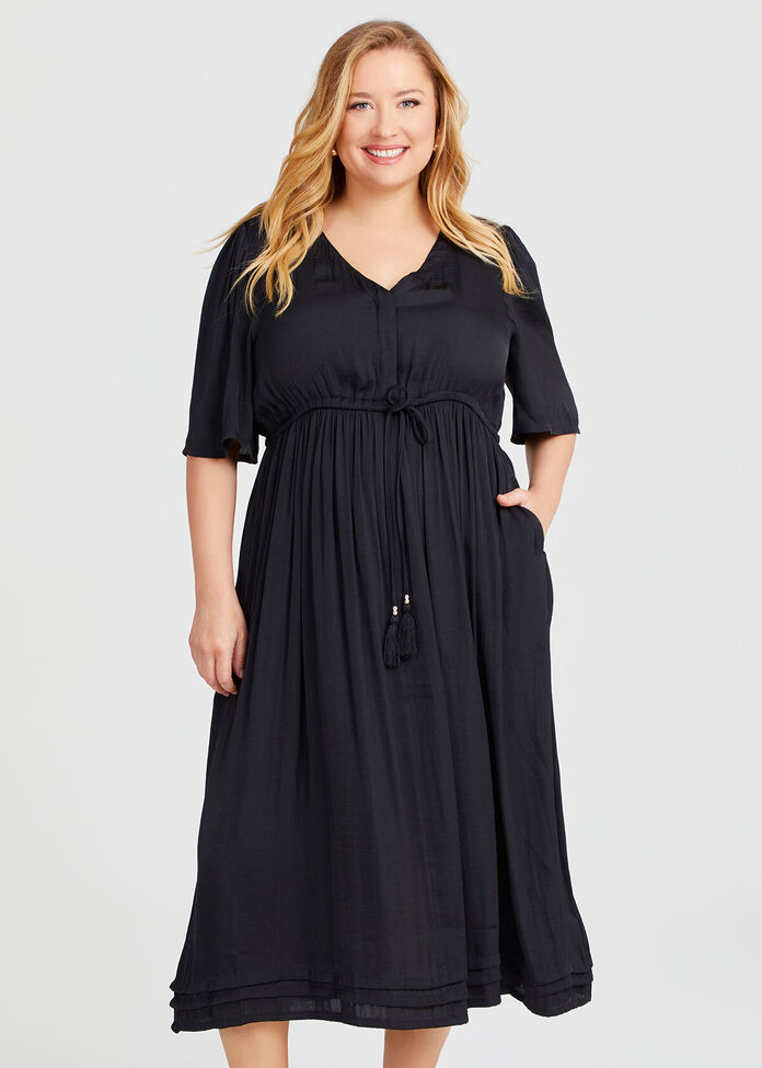 Satin Luxe Leilah Midi Dress, , hi-res