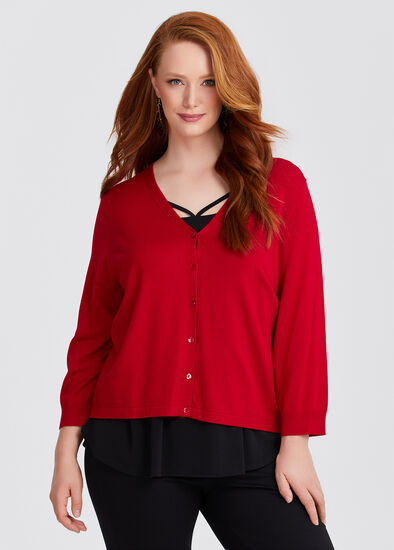 Plus Size Ivy V-neck Natural Knit Cardigan