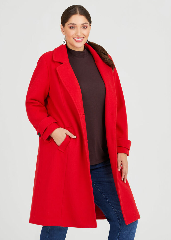 Shop Plus Size Paris Long Coat in Red | Sizes 12-30 | Taking Shape AU