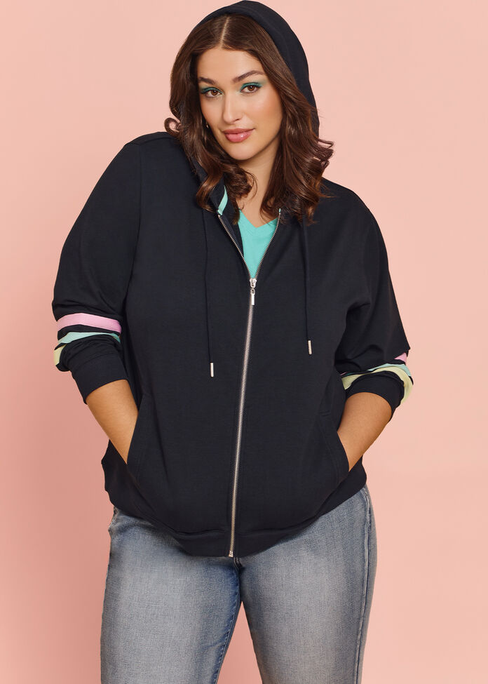 Cotton Zip Through Hoodie, , hi-res