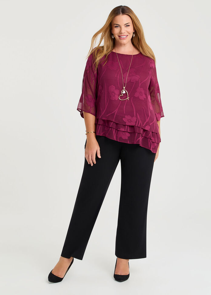 Floral Jacquard Chiffon Blouse, , hi-res