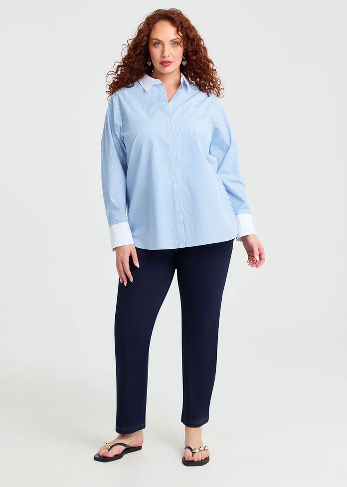 Cotton Poplin Stripe Shirt, , hi-res