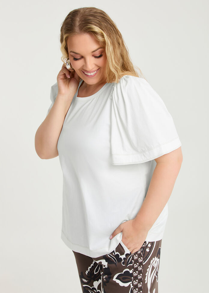 Cotton Contrast Stitch Top, , hi-res