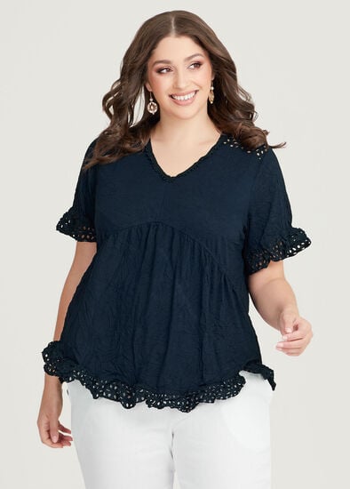 Plus Size Broderie & Bamboo Crush Top
