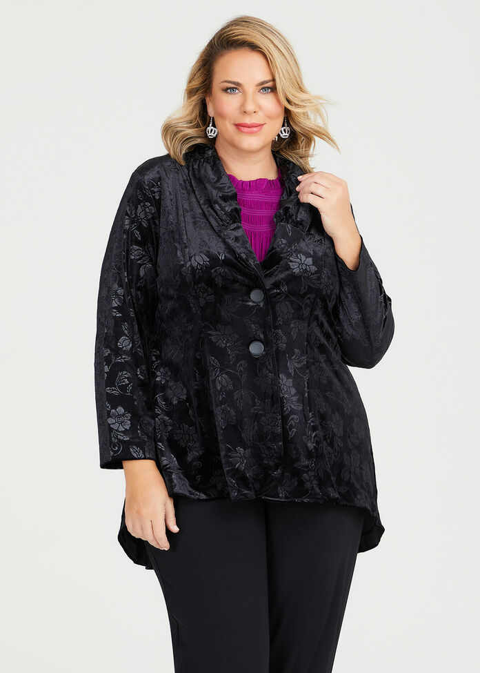 Shop Plus Size Embossed Velour Lily Cardigan in Black | Sizes 12-30 ...