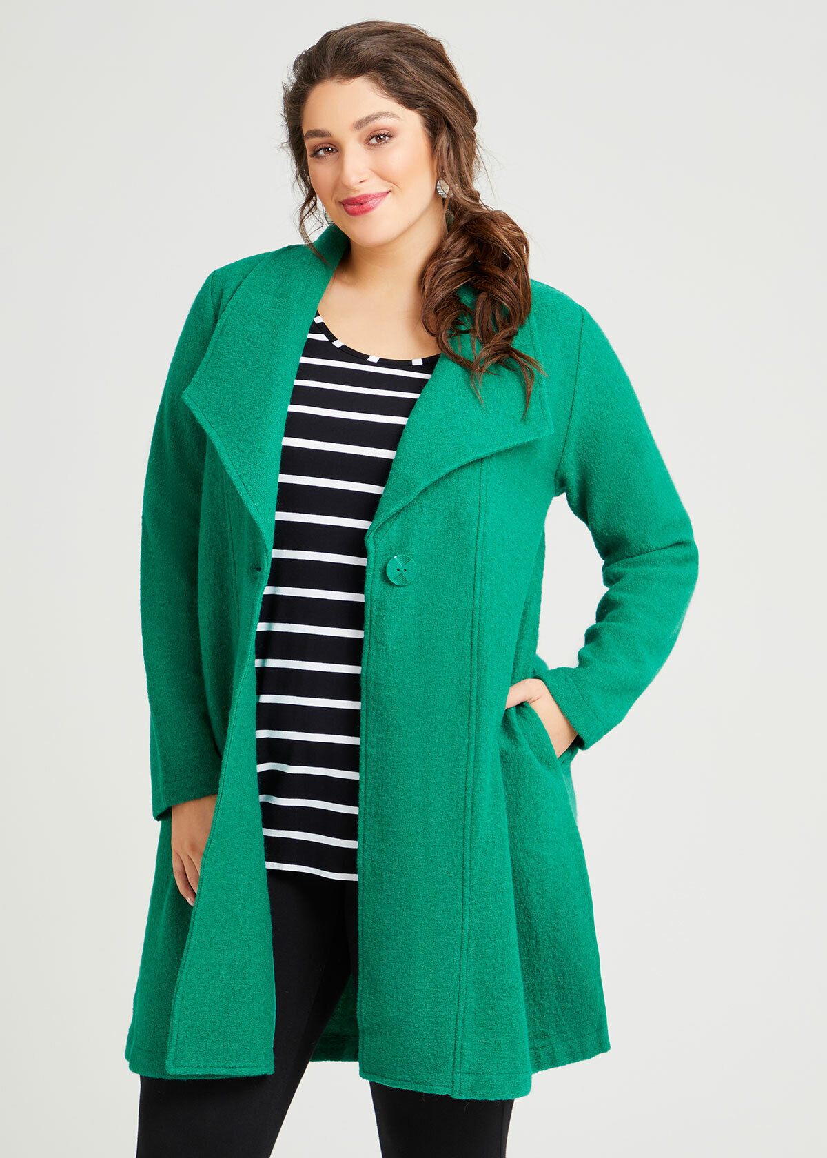 Green boiled wool coat outlet