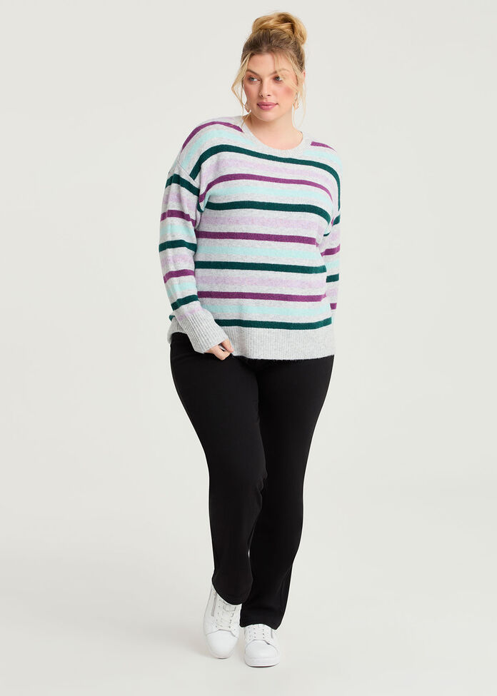 Multi Stripe Crew Neck Jumper, , hi-res