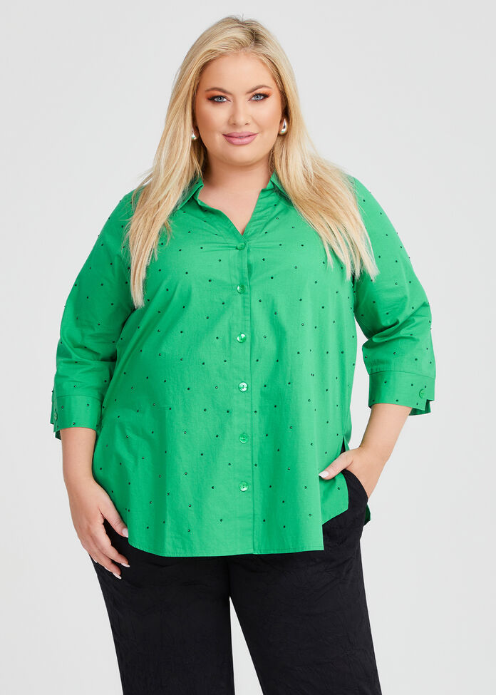 Diamonte Swing Cotton Shirt, , hi-res