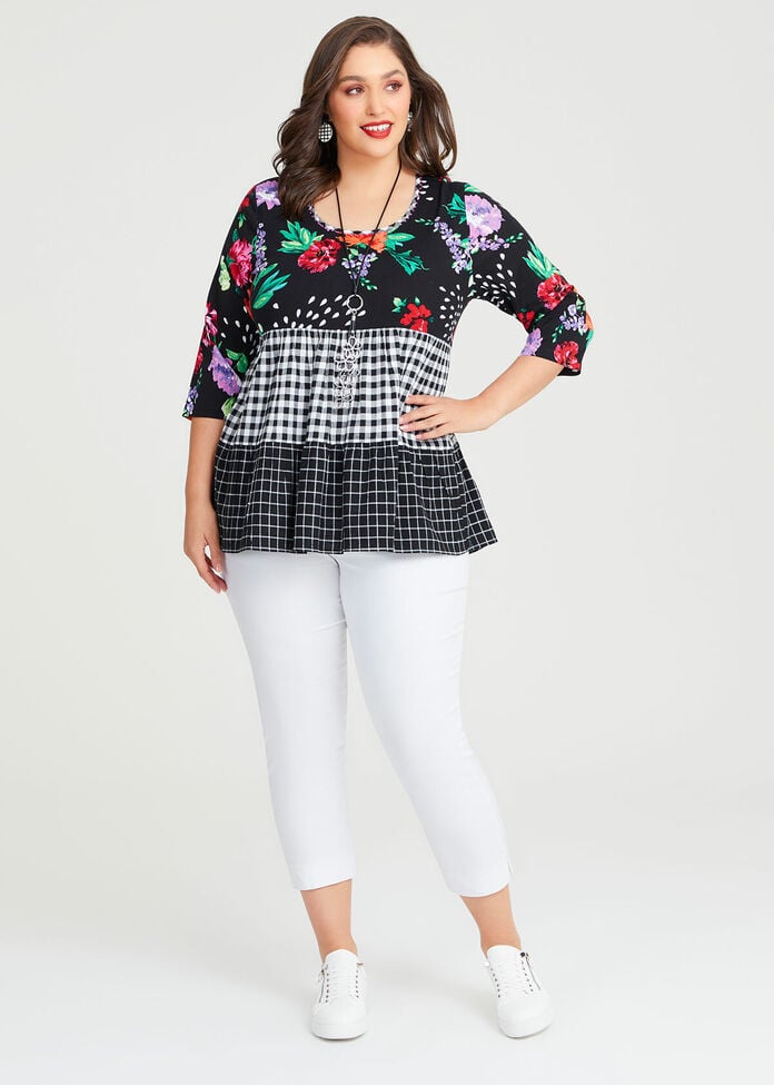 Shop Plus Size Gingham Floral Natural Top in Multi | Taking Shape AU