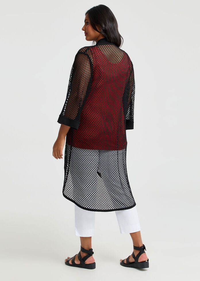 Open Mesh Cardigan, , hi-res