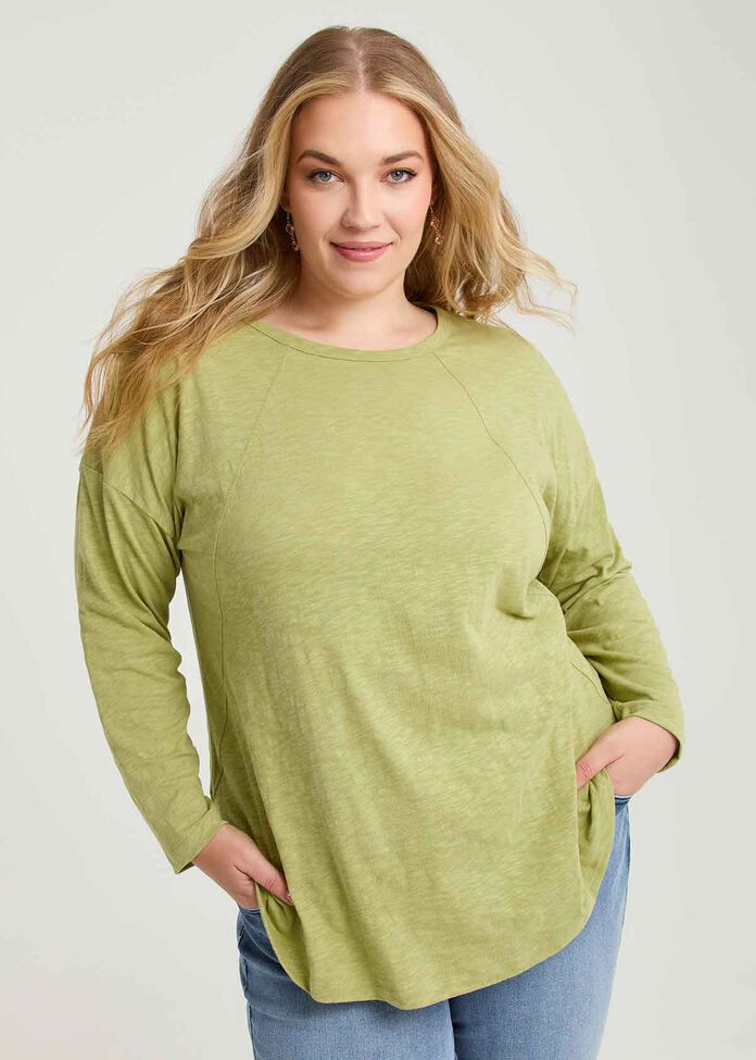 Cotton Hi-lo Seam Detail Top, , hi-res