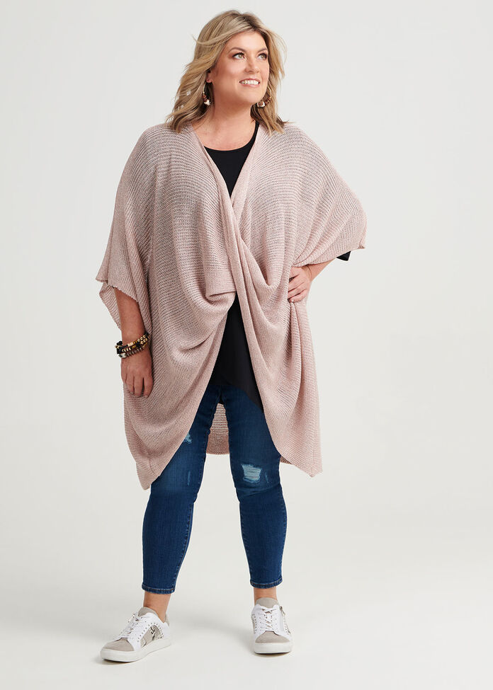 Blush Twist Front Poncho, , hi-res