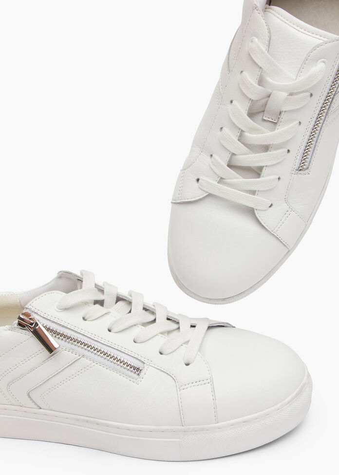 Orthotic Leather Zip Sneaker, , hi-res