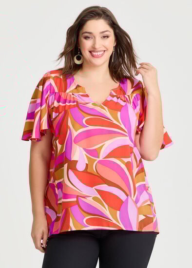 Plus Size Flutter Sleeve Top