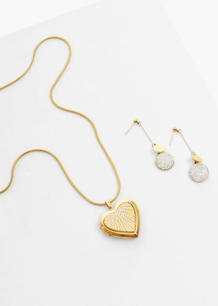 Gold Diamante Drop Earrings, , hi-res