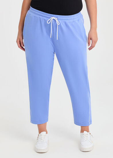 Plus Size Cotton Piping Active Crop Pant
