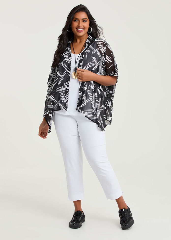 Chiffon Lurex Abstract Shirt, , hi-res