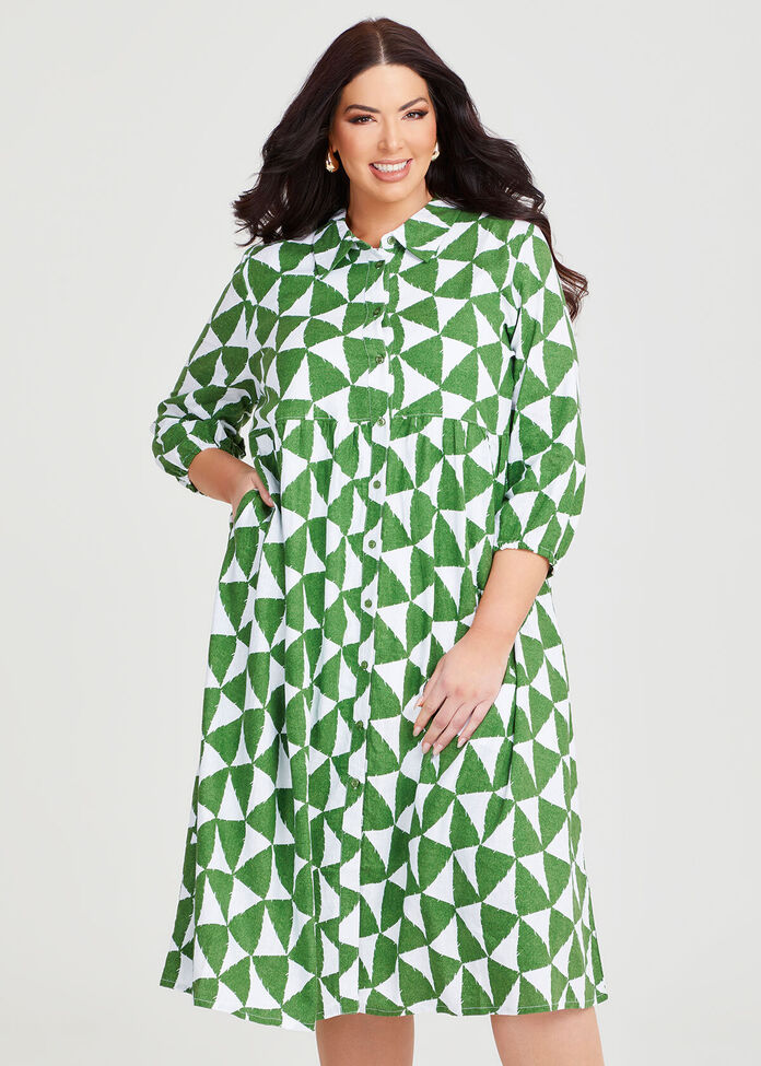 Shop Plus Size Linen Blend Eden Shirt Dress in Multi Taking Shape AU