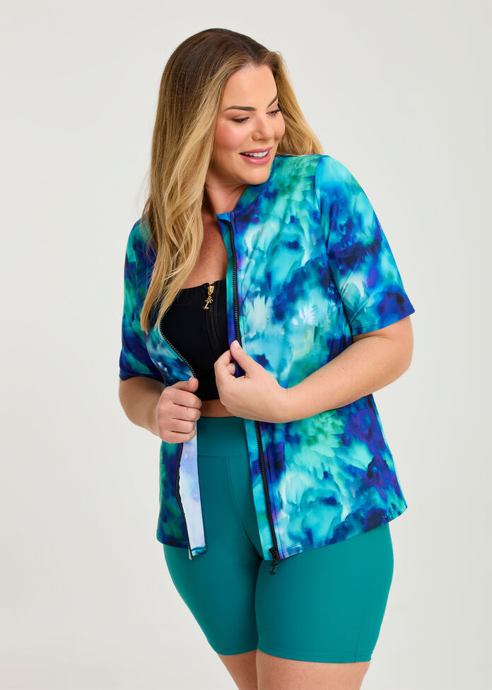 Lagoon Splash Zip Rash Vest, , hi-res