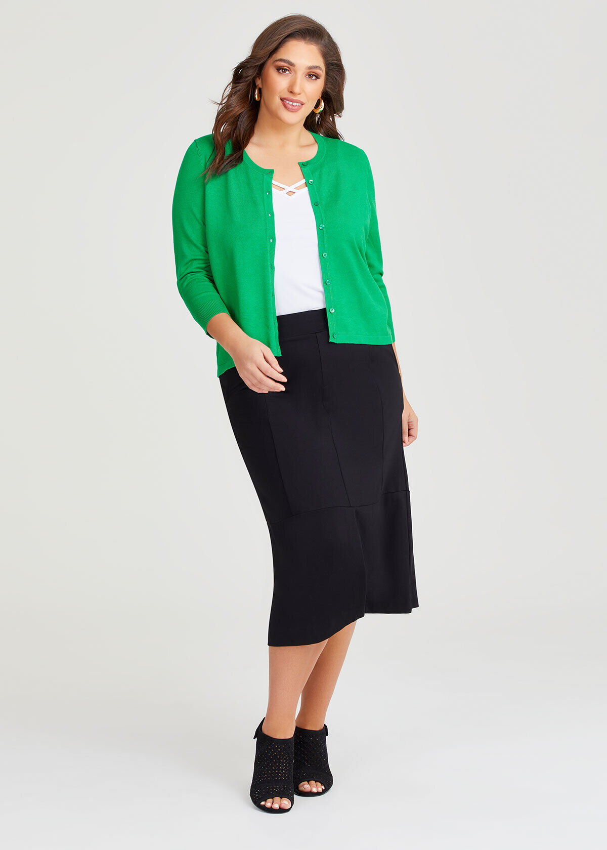 Shop Plus Size Colour Natural Short Cardigan in Green Taking Shape AU