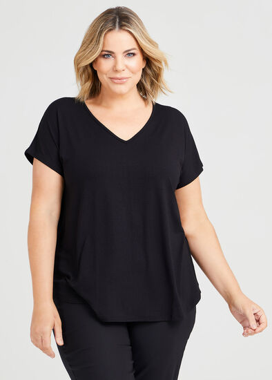 Plus Size Natural Everyday V-neck T-Shirt
