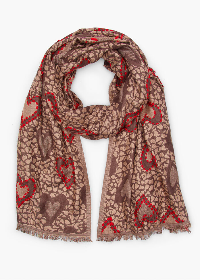 Animal Print Heart Scarf, , hi-res