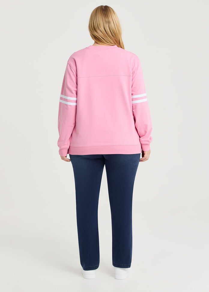 Cotton Chest Stripe Sweatshirt, , hi-res