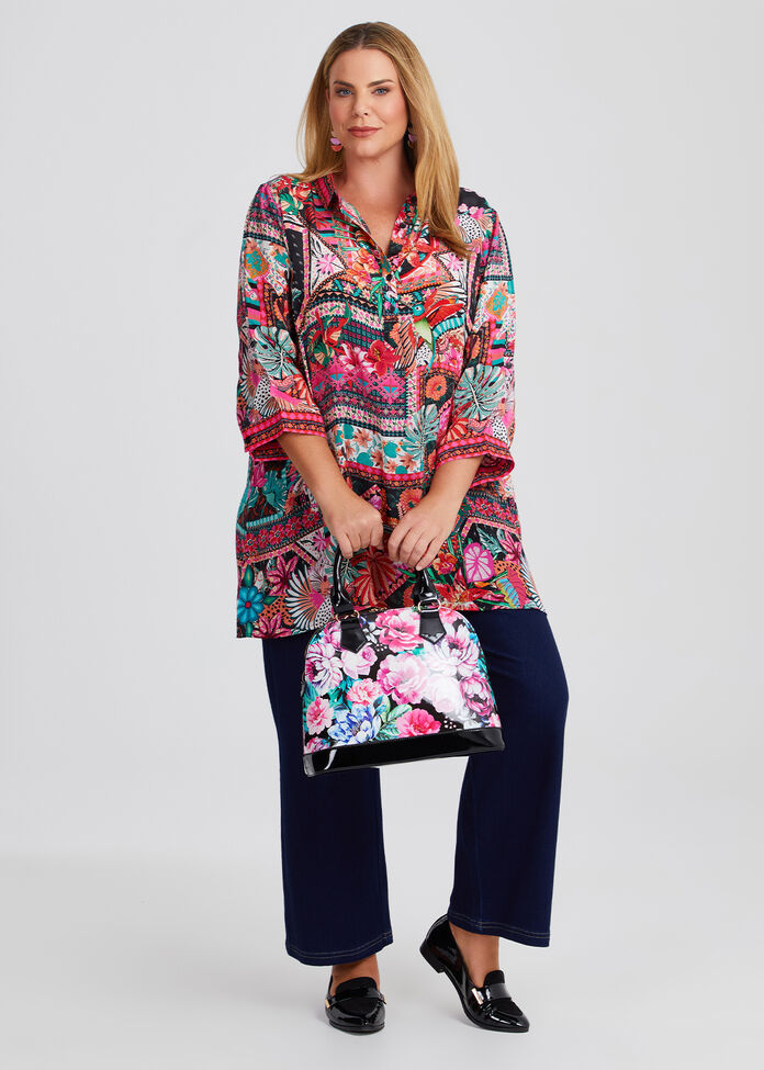 Coloured Floral Shoulder Bag, FLORAL, hi-res