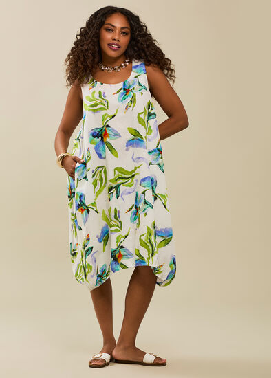 Plus Size Linen Blend Mystic Midi Dress