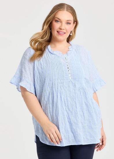 Plus Size Natural Pleat Detail Top