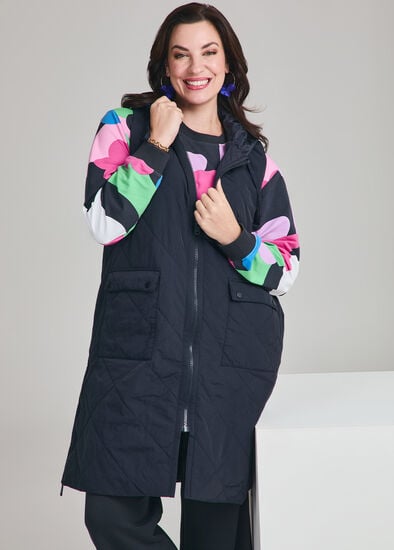 Plus Size Hooded Zip Thru Puffer Vest