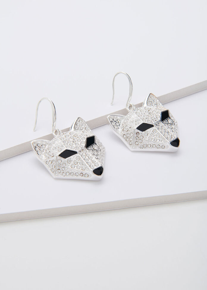 Crystal Fox Earrings, , hi-res