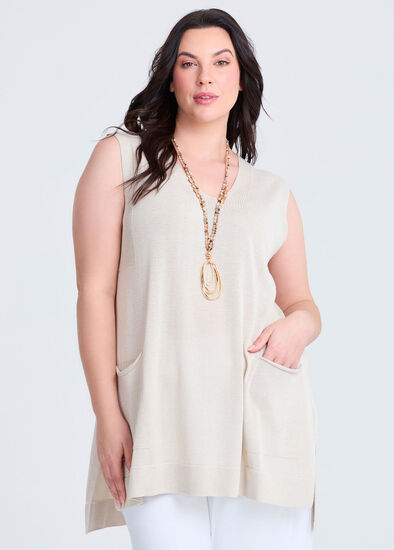 Plus Size Longline Natural Knit Tunic
